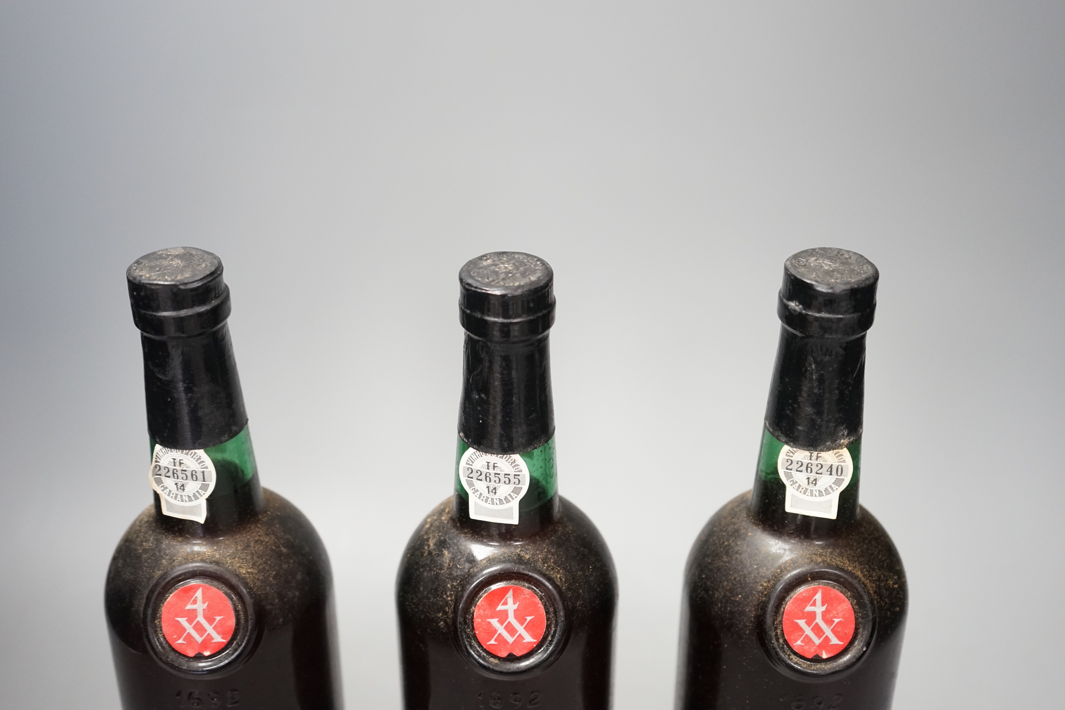 Three bottles of Taylors 1974 Port